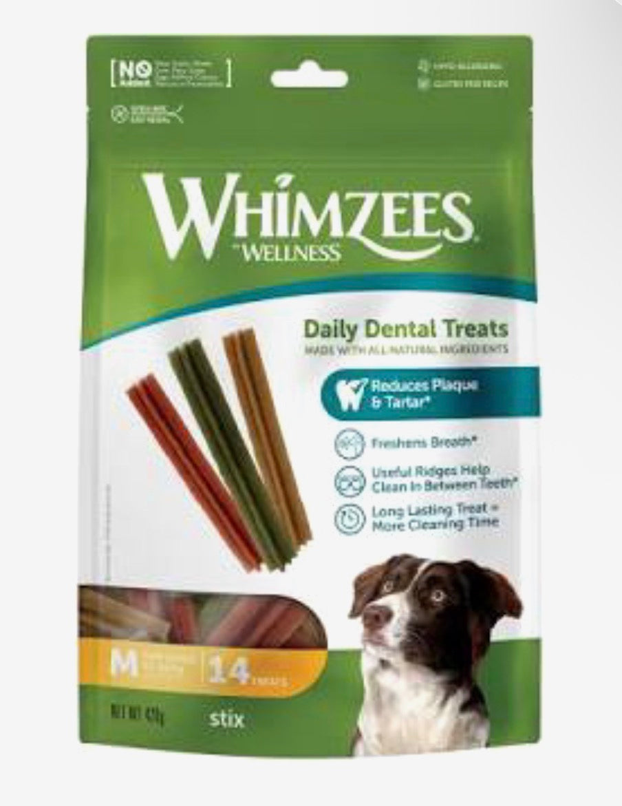 WHIMZEES Stix Medium Daily Dental Dog Treats – 14 Pack (420g)