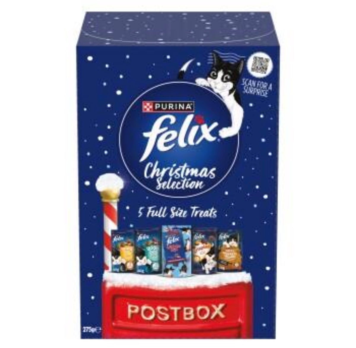 Short Date 🍃 Felix Christmas Selection Postbox Cat Treat Gift Box – 5 Full-Size Treats 275g – BBE 09/26
