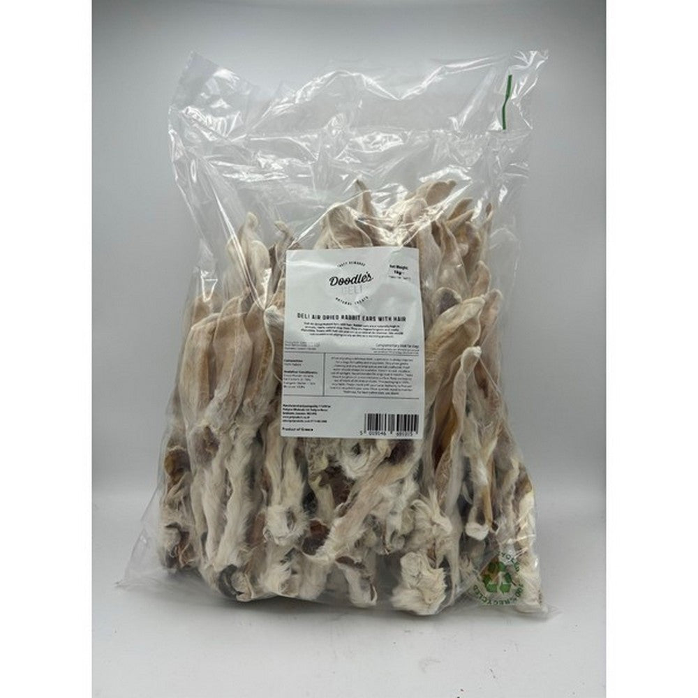 Doodles Deli Air Dried Rabbit Ears with Hair – 1kg